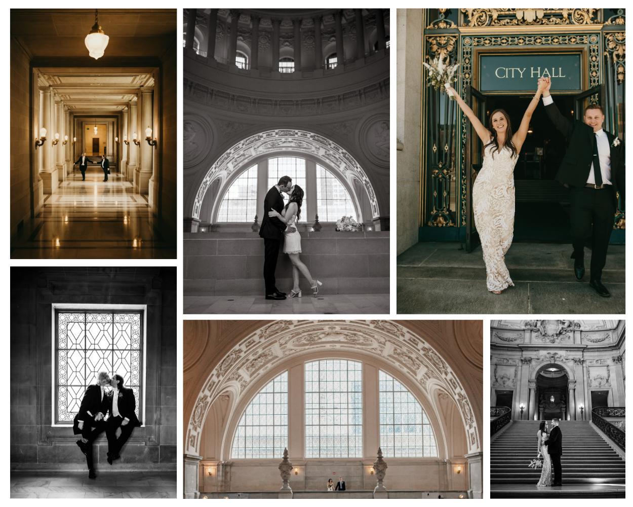 San Francisco City Hall wedding and elopement photographer.  Couples photography inside SF City Hall