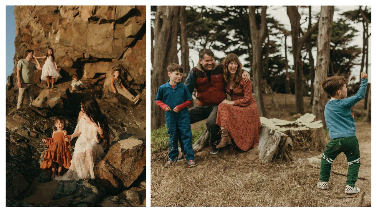 Collage Family lifestyle photography sessions in the woods and at the beach